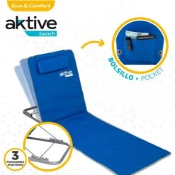 AKTIVE Matelas De Camping Pliable, Dossier Multipositions, Bleu -Magasin De Matériel De Pêche aktive matelas de camping pliable dossier multipositions bleu 2