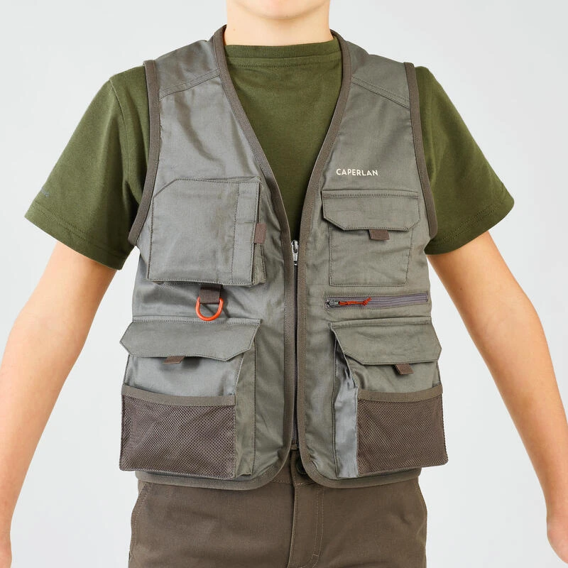 Gilet De Pêche Junior - FV 100 S Kaki 2 Gilet De Pêche Junior - FV 100 S Kaki – Image 2